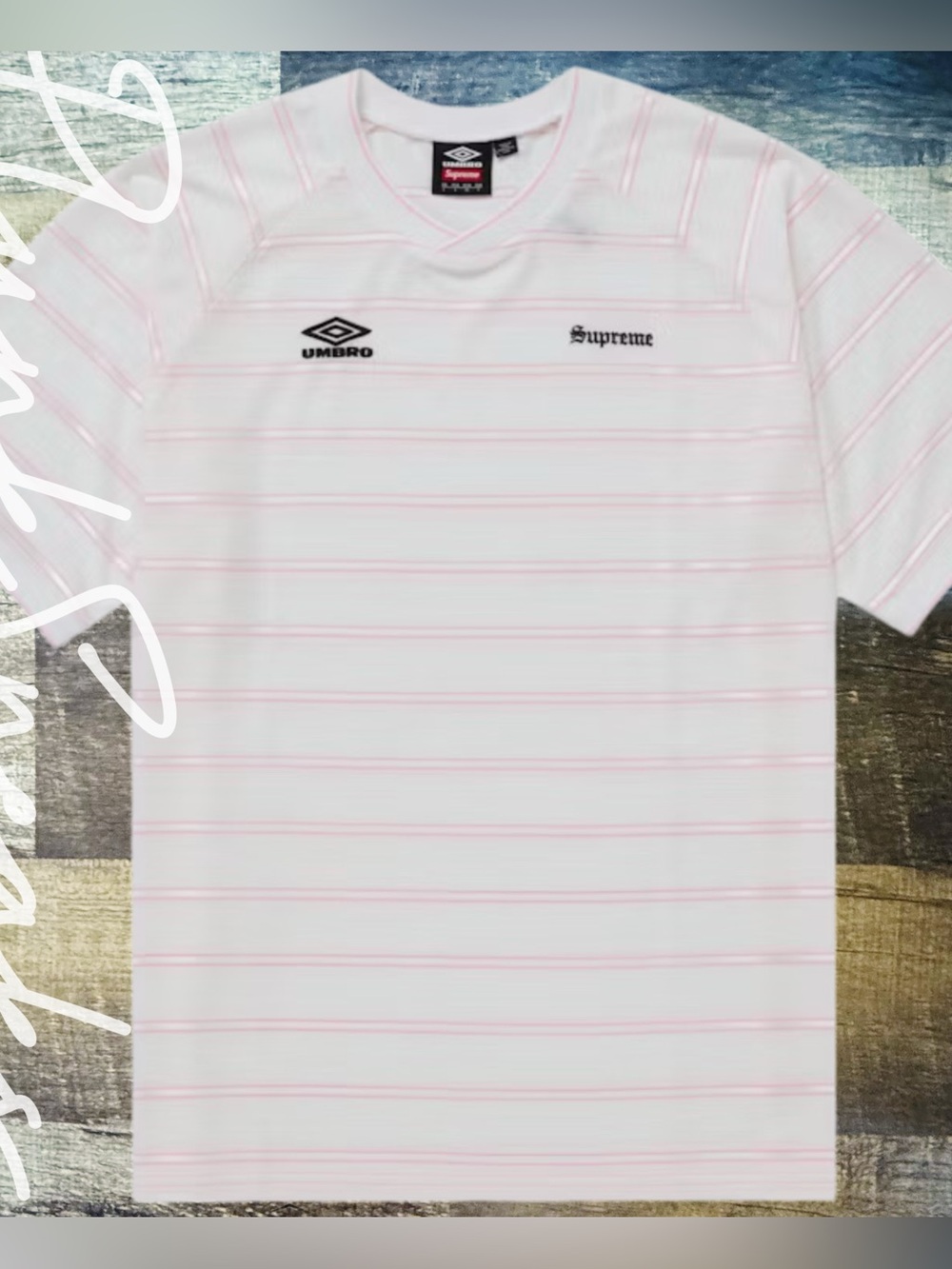 Supreme Umbro Stripe Soccer Jersey
White Pink • 2025